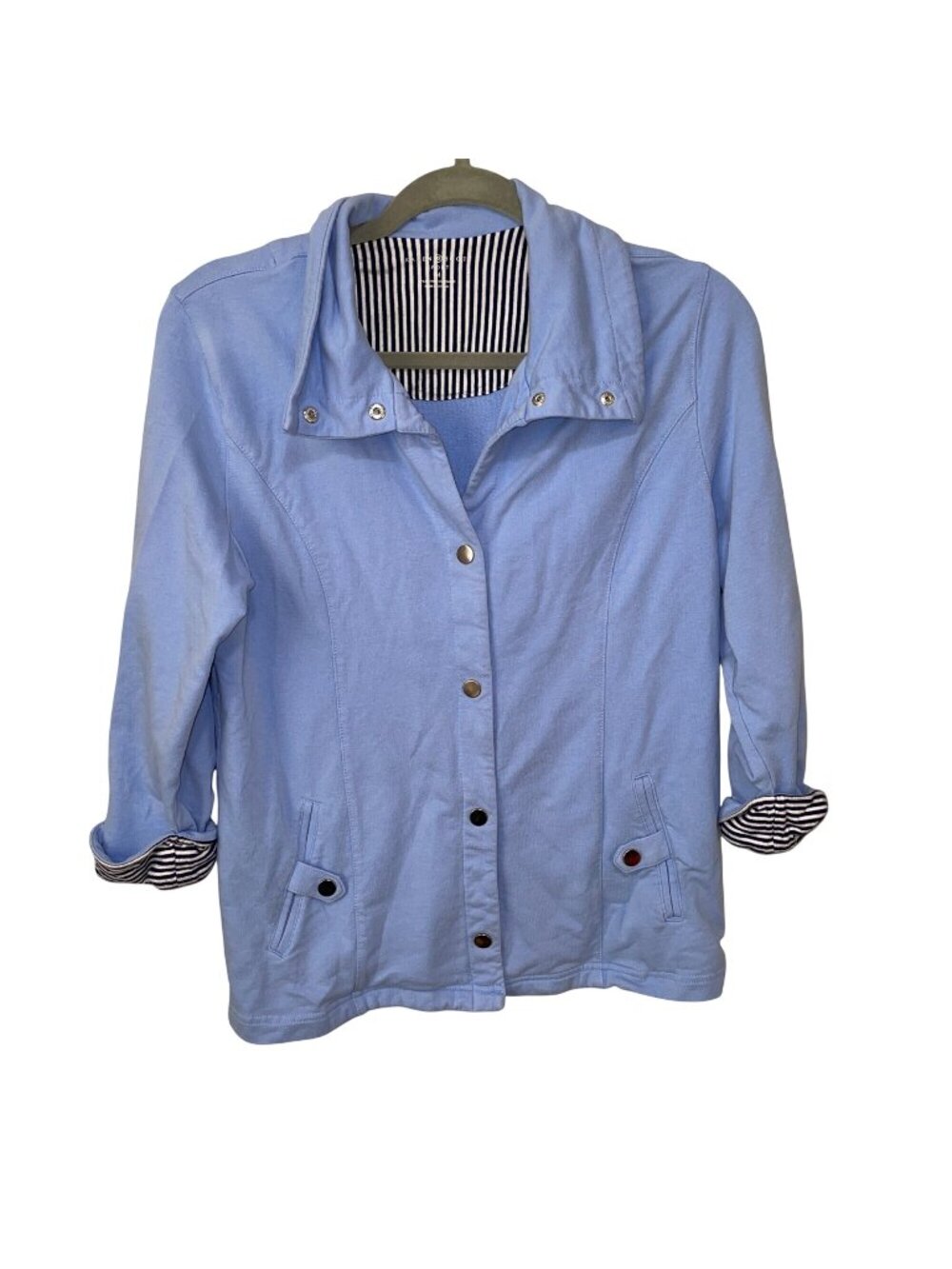 Karen Scott Sport Blue Cotton/Spandex Womens Jacket Medium